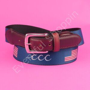 Chattahoochee Country Club Golf Belt Mens 36 Blue Leather Tipped TB Phelps